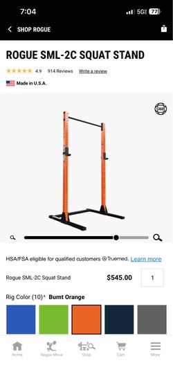 Rogue monster lite squat rack orange with pullup bar