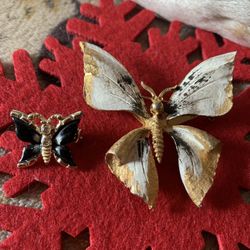 Vintage Pair Of  Butterfly Brooches 