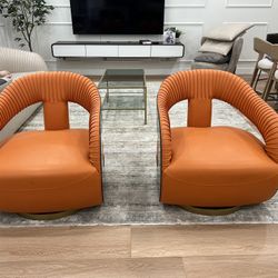 Modern Leather Swivel Accent Chair