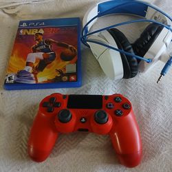 Ps4 Controller Red, Turtlebeach Headset, NBA 2k23 For Ps4
