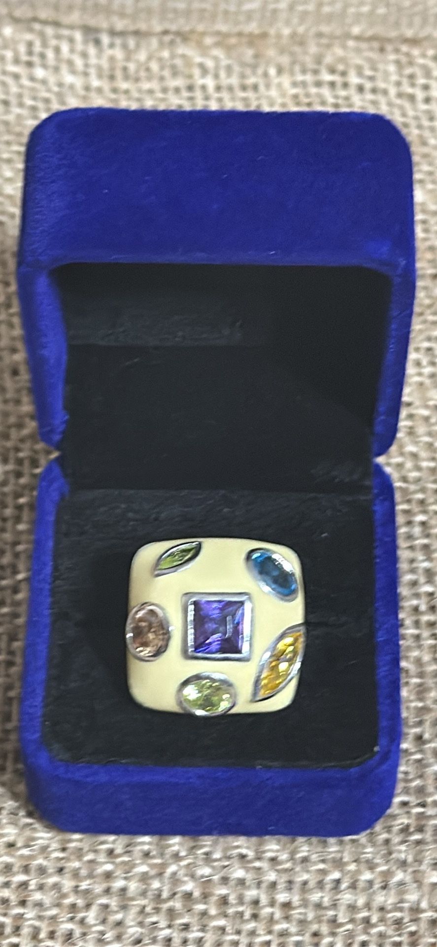 Sterling Silver Bold Gemstone Ring Size 6