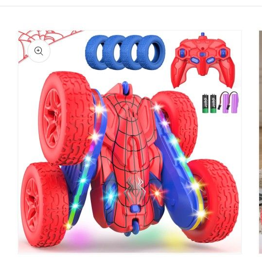 Terucle Remote Control Car Spider Rc Cars New Upgraded Strip Lights and Headlights Car Toys Double-Sided 360° Rotating Rc Truck for Boys Girls Birthda