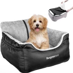 New BurgeonNest Dog Car Seat for Small Dogs, Fully Detachable and Washable Dog Carseats Small Under 25, Soft Dog Booster Seats with Storage Pockets an