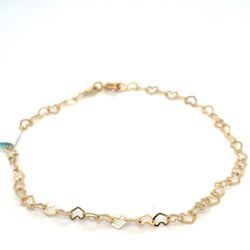 14Kt Yellow Gold 7” Heart Link Bracelet 1.10g 199468
