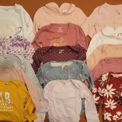 Carter's Baby Girl Long Sleeve Bodysuit Shirts - Size: 18 Months - Lot of 15