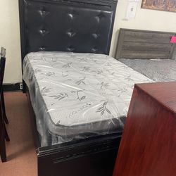 Queen Size Bed Frame, With New Mattress And Boxspring Included 