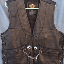 LEATHER HARLEY DAVIDSON VEST- LG