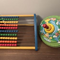 Vintage Toys -Smurfs Top & Playskool Abacus