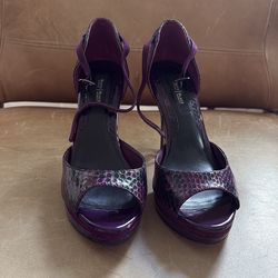 Purple snake pattern high heel