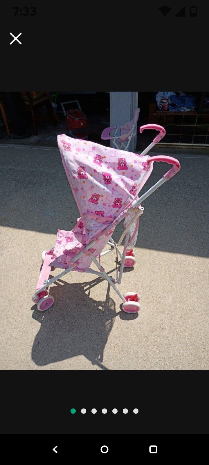Pink Bears And Flowers Baby Stroller With Bonnet