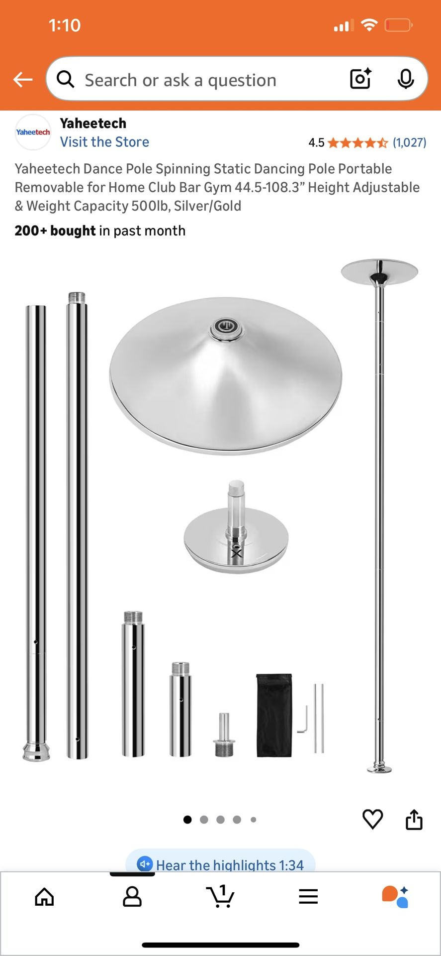 Never Used Adjustable Dancer Pole