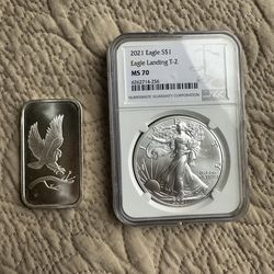 2oz silver coin and bar