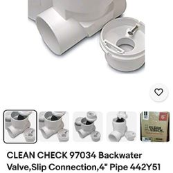 CLEAN CHECK 97034 Backwater Valve,Slip Connection,4" Pipe 442Y51