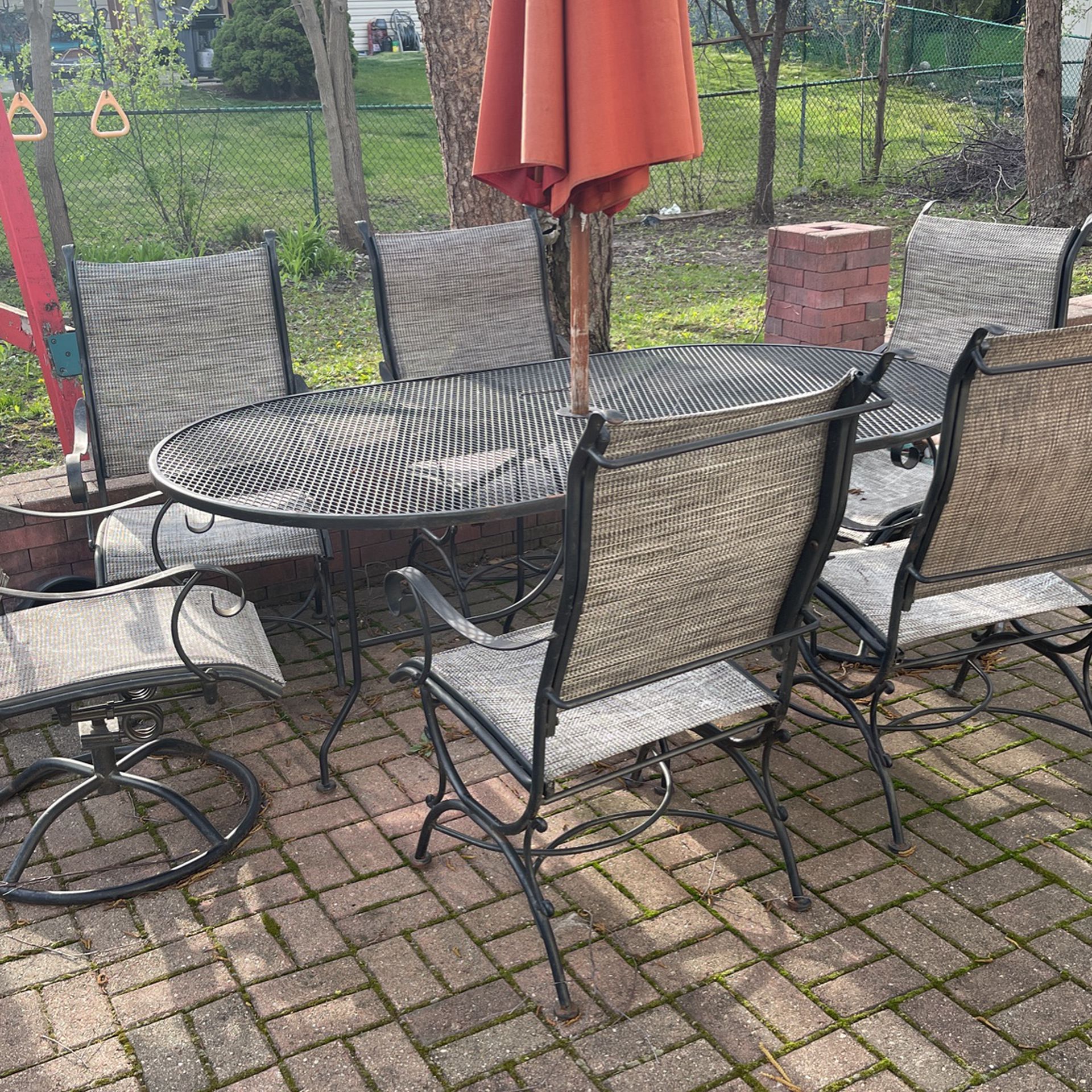 Metal 6ft Backyard Table And 6 Chairs (read Description)