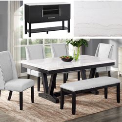 Varley Marble 5pc Chair-bench White ❤️