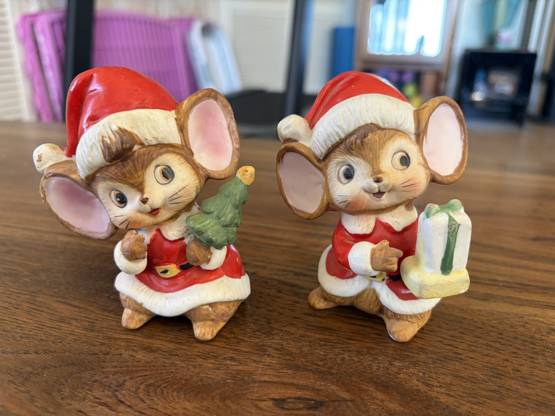 Vintage Homco Christmas Santa Mice Ceramic Figurines