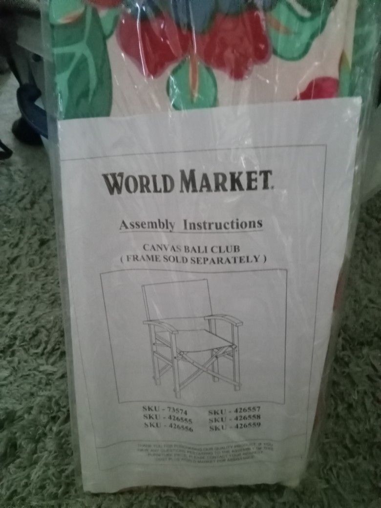 2 World Market Director Chair Replacement  Fabric Seat And Back $12 Each 