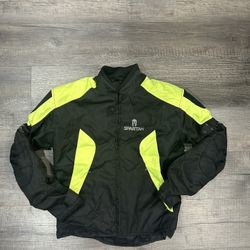 Spartan Short Waterproof Motorcycle Textile Black Yellow Jacket Size Small