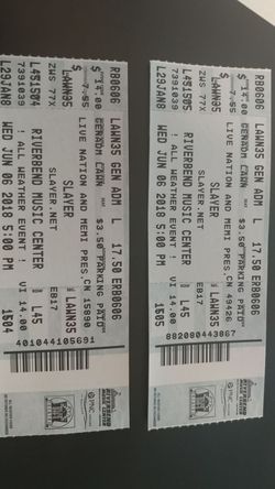 Slayer & Anthrax tickets 6/6/2018