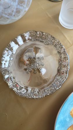 Anthropologie Gold Floral Scalloped Glass Plates - Set of 8