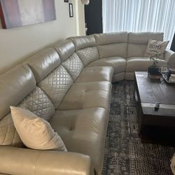 Gray  Italian Leather Sectional 