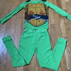 Nickelodeon Colorful TMNT  PJ Set / Halloween Costume , Sz 10 , 2 Pieces  100% Cotton  Like New 