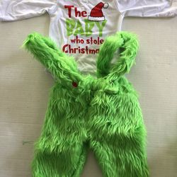 Grinch Baby Overall Christmas Outfit