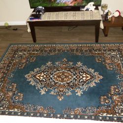 5x7 Teal/Blue Persian Style Rug – Excellent Condition