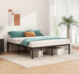Full Size Bed Frame, 14 Inch Heavy Duty Metal Platform Bed Frame No Box Spring Needed, Storage Space, No Noise, Easy Assembly