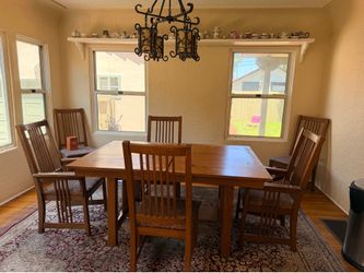 Solid wood, dining room, table and chairs