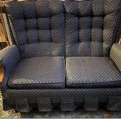 Unique 2-Seat Early American Vintage Rocker and Footstool