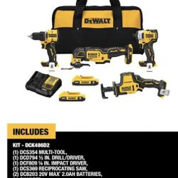DEWALT ATOMIC 20V MAX Brushless Cordless 4-Tool Combo Kit, 