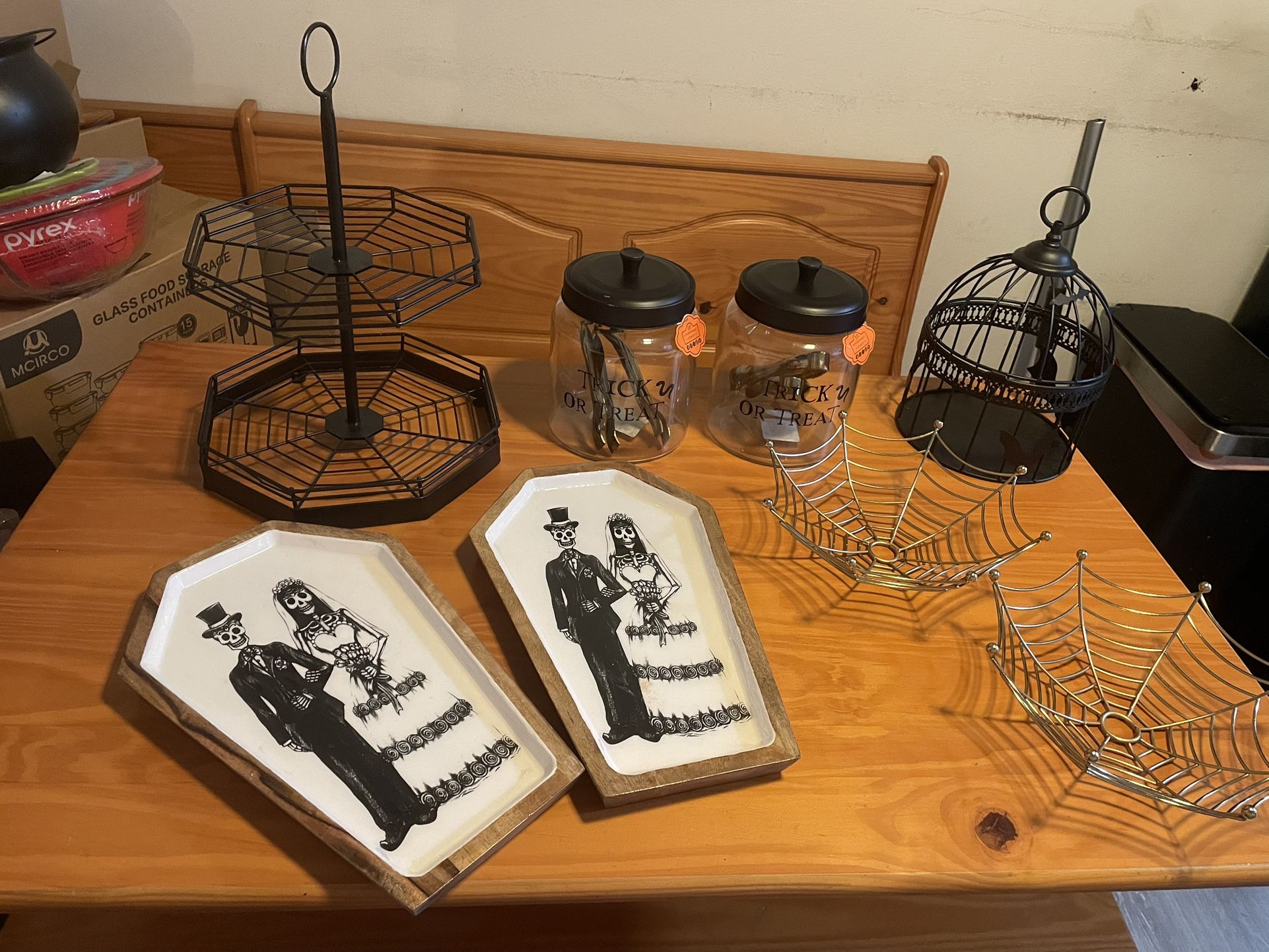 Halloween candy/treat table dishes