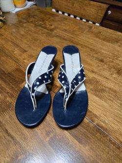 Rampage Navy Polka Dot Thong Sandals