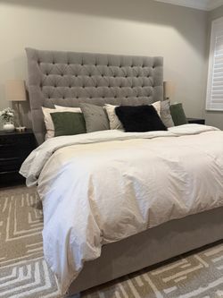 King Upholstered Platform Bed Frame - MUST GO by Sept 5th