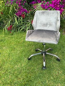 Velvet grey modern vanity chair