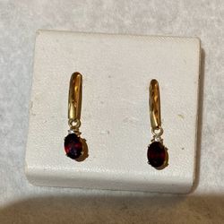Gold and Garnet Earrings