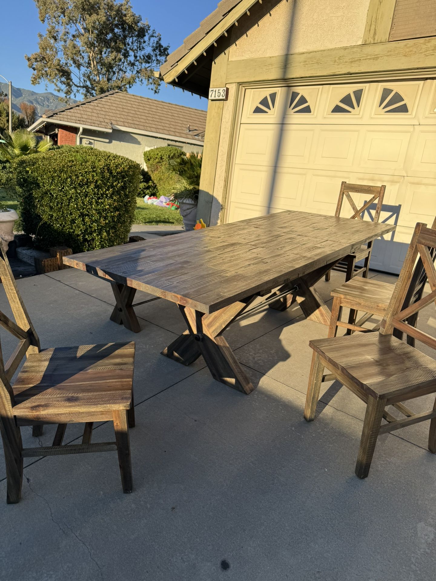 Rustic Dining Table With 4 Chairs And Bench 