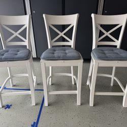Bar Stools - 3 White Wood