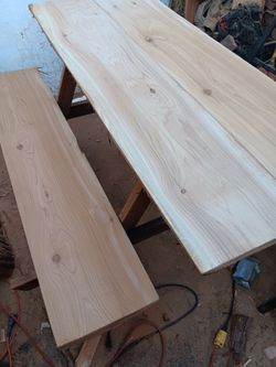 Wood live edge picnic table