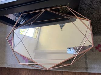 Beautiful Tray or use for wall hanger. Just $15, Geometric Glass Coffee Table Stylish geometric glass coffee table with Gold metal frame.