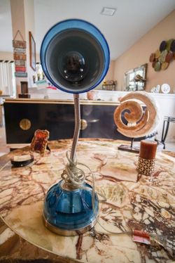 Blue Desk Lamp Utensil Holder