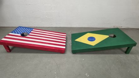USA Brazil Flag Cornhole Board Set - 2 Boards