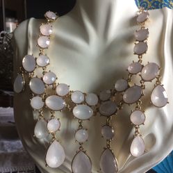 Vintage beautiful bib light pink choker necklace