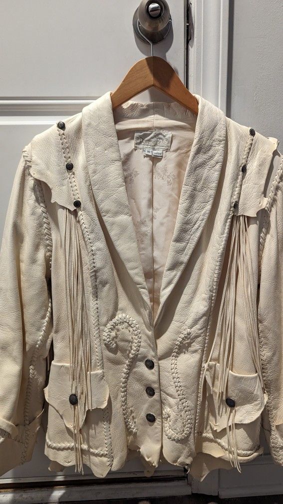 Vintage Western Ivory Leather Jacket