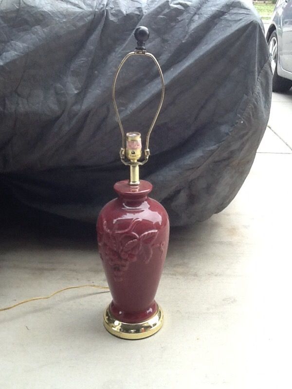 Burgundy lamp w/ flowers