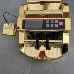 Gold Money Counter Machine - UV/MG/IR Fake Money Detector & Cash Box - Portable Bill Counter w/External LED Display - Adding Machine for Small Busines