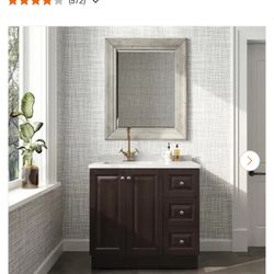 *NEW* Glacier Bay Northwood 37 in Single Sink Vanity with Silver Ash Cultured Marble (Assembled)