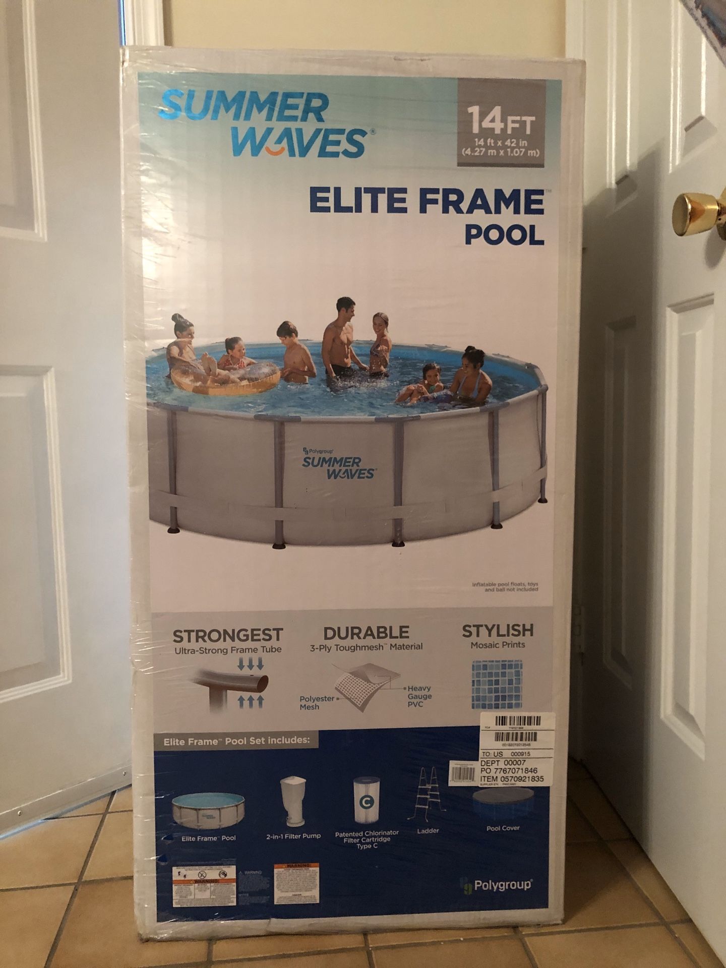 Summer Waves 14ft Elite Frame Pool with Filter Pump, Cover, and Ladder