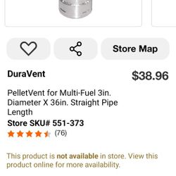 PelletVent For Multi-Fuel 3in. Diameter X 36in. Straight Pipe Length 